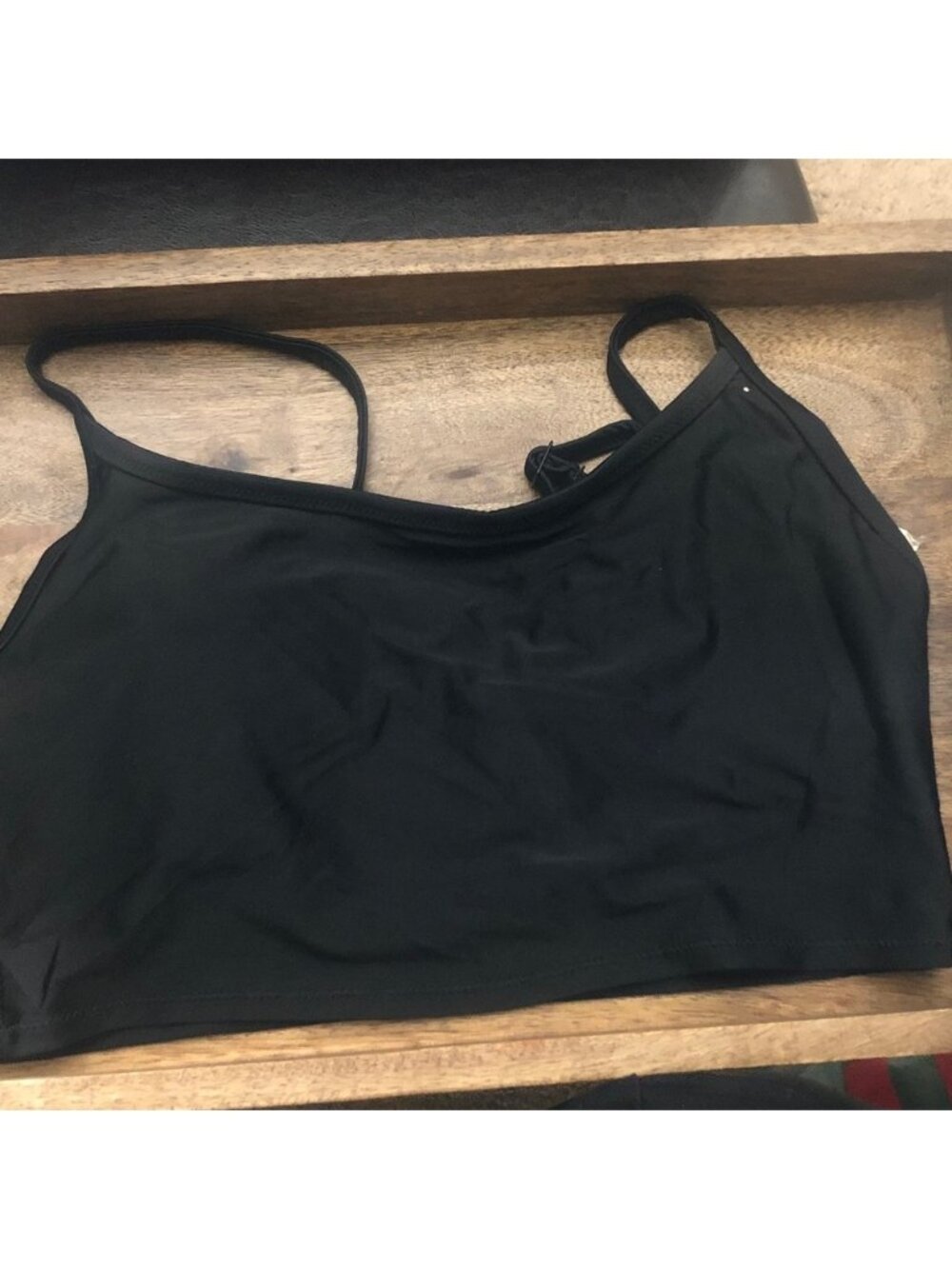 aerie Black Bikini Top with Thin Straps